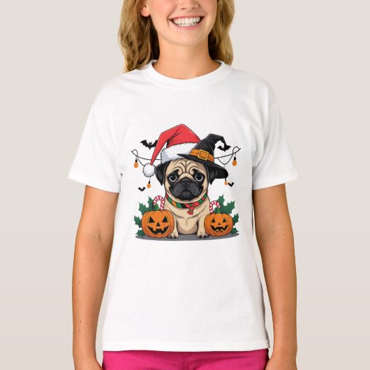 Carlin Noël - Jolie Fête Chien T-shirt Design 🐶 (Devant)