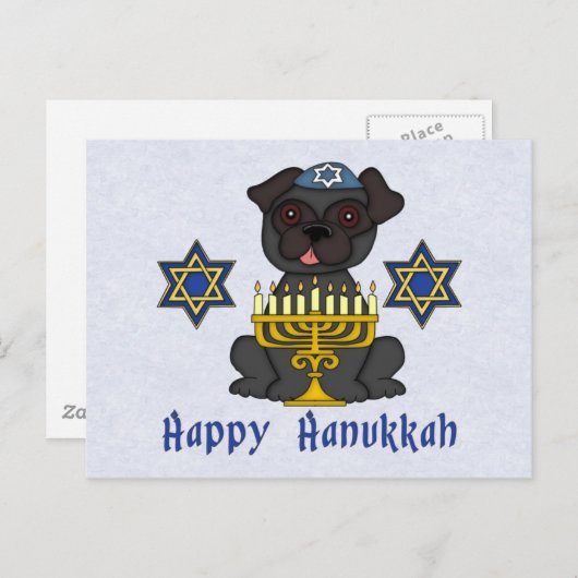 Carlin noir - Carte Hanoukka (Devant / Derrière)