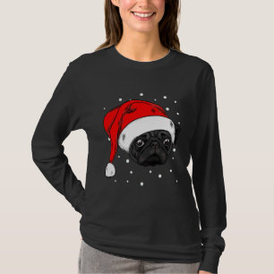 Carlin noir mignon en noël casquette T-shirt long