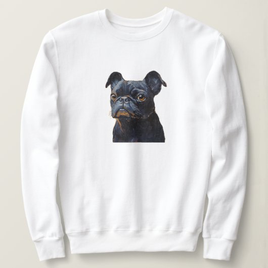 Carlin noir mignon Sweatshirt d'art de chien - Ama (Design devant)