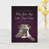 Carlin pourpre de damassé et carte de joyeux (Fleur jaune)