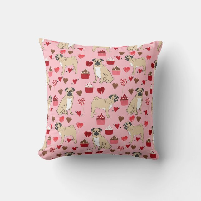 Carlin Valentines Dog Coussin (Recto)
