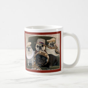 Carlins dans la tasse de carlin de plaid par des