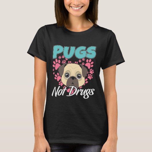 Carlins pas drogues Mops Chiens Classique T-Shirt (Devant)