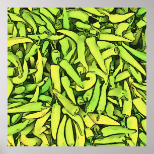Carliston Banana Peppers Black Poster