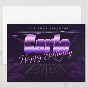 Carlo nom prénom carte rétro lilas anniversaire