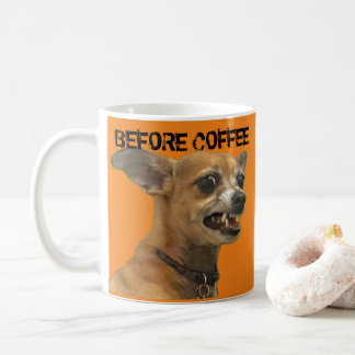 Carlos B. Dog voor en na koffie-MOK Koffiemok