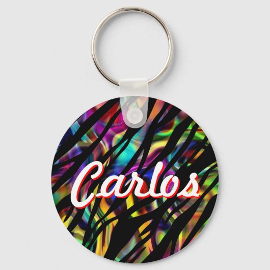 Carlos Personalized Colorful Sleutelhanger (Voorkant)