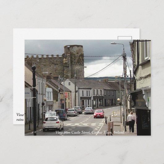 Carlow castle uitzicht uit Castle Street, Carlow Briefkaart (Voorkant / Achterkant)