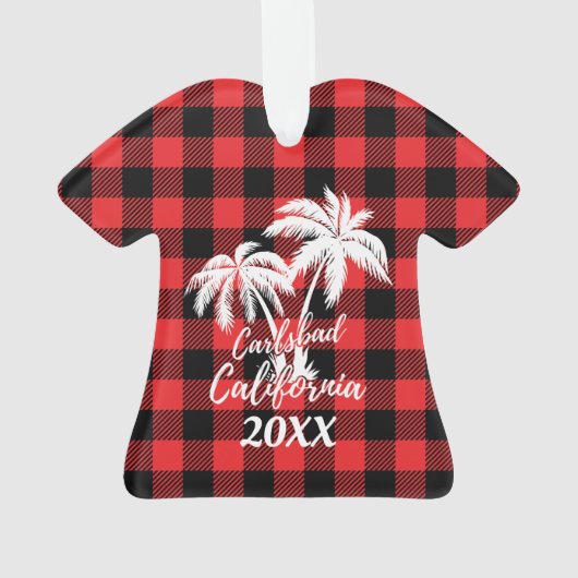 Carlsbad California Palm Trees Plaid Personnalisé (dos)