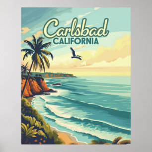 Carlsbad California San Diego Beach Vintage Poster