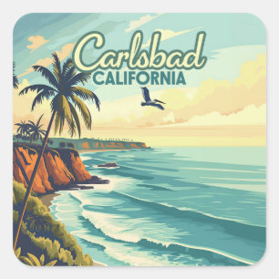 Carlsbad California San Diego Beach Vintage Vierkante Sticker