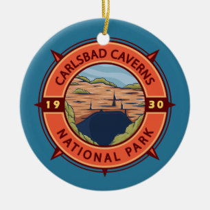Carlsbad Caverns National Park Retro Compass Keramisch Ornament