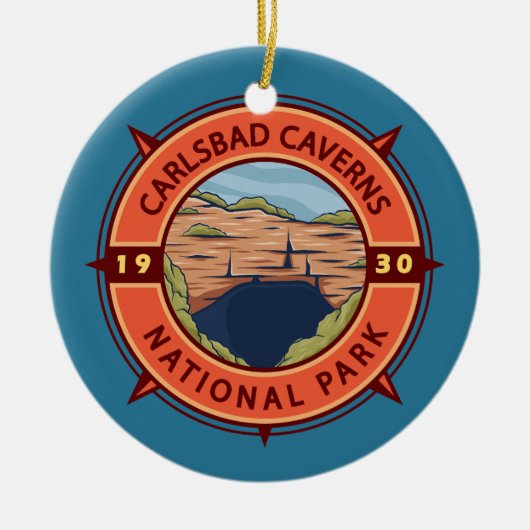 Carlsbad Caverns National Park Retro Compass Keramisch Ornament (Voorkant)