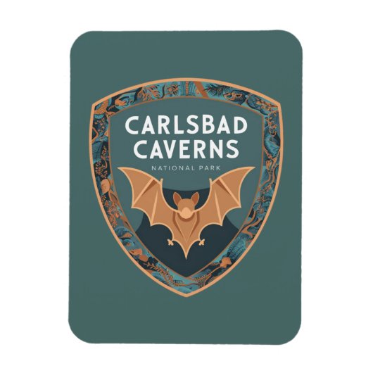 Carlsbad Caverns US National Park Bat Emblem Magneet (Verticaal)