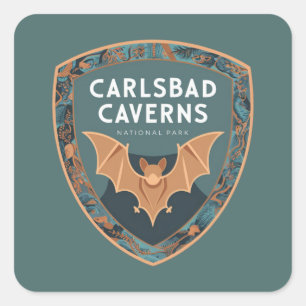 Carlsbad Caverns US National Park Bat Emblem Vierkante Sticker