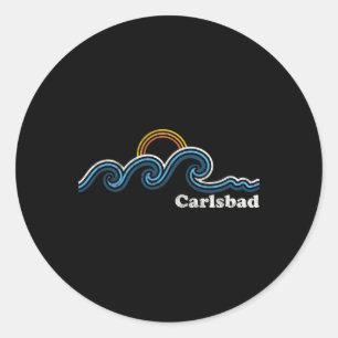 Carlsd Californië Ca Sufing Golven Zonsondergang V Ronde Sticker