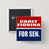CARLY FIORINA FOR SENATE VIERKANTE BUTTON 5,1 CM (Voorkant /achterkant)