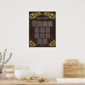 Carm Old barn Sunflower Wedding Seding Chart Poster (Keuken)