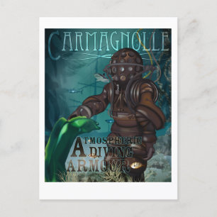 Carmagnolle duikpantser (steampunk, retro) briefkaart