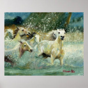 Carmargue Horse Portrait Poster