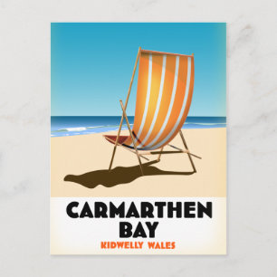 Carmarthen Bay Kidwelly Wales Seaside poster Briefkaart