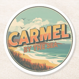 Carmel bij de zee strand california pacific kust ronde kartonnen onderzetter