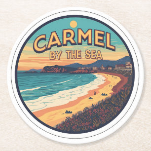 Carmel bij de zee strand california pacific kust ronde kartonnen onderzetter