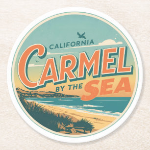 Carmel bij de zee strand california pacific kust ronde kartonnen onderzetter