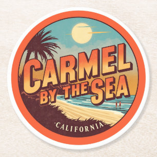 Carmel bij de zee strand californië pacifische kus ronde kartonnen onderzetter