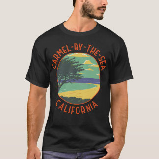 Carmel-By-The-Sea Californië Retro Versleten Rond T-shirt