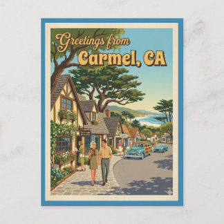 Carmel CA Groeten Retro Kust Californië Briefkaart