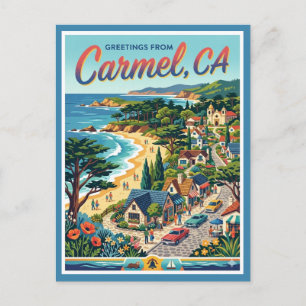 Carmel CA Groeten Retro Kust Californië Briefkaart