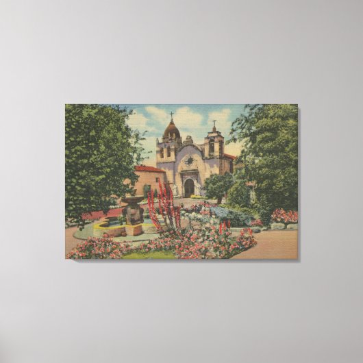Carmel, CA - Mission San Carlos De Borromeo Canvas Afdruk (Voorkant)
