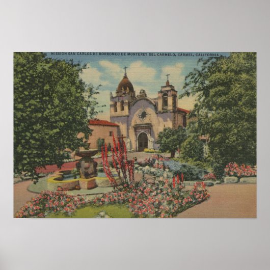 Carmel, CA - Mission San Carlos De Borromeo Poster (Voorkant)