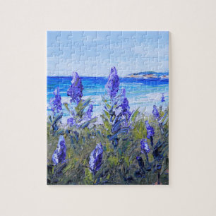 Carmel California, Beach, Lupins, Landscape Art Legpuzzel