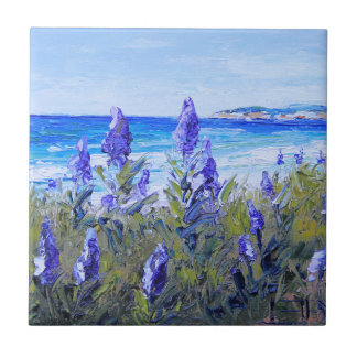 Carmel California, Beach, Lupins, Landscape Art Tegeltje