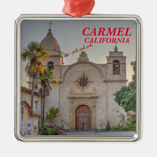Carmel Premium kerstvierkant versiering Metalen Ornament (Voorkant)