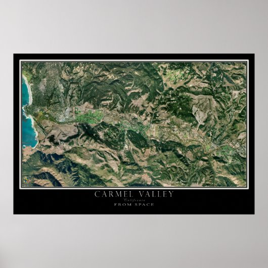 Carmel Valley California van Space Satellite Map Poster (Voorkant)
