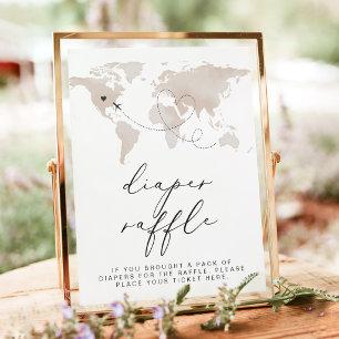 CARMEN Beige Kaart Avontuur Baby Luier Raffle Poster