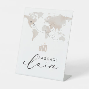 CARMEN Beige Reizen Thema Bagage Claim Reclamebord Met Voetstuk