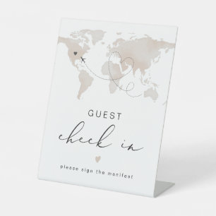 CARMEN Beige Travel Thema Gast Inchecken Reclamebord Met Voetstuk
