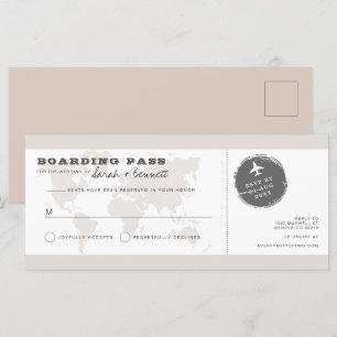 CARMEN Beige Wereldkaart instapkaart RSVP-kaart Menu