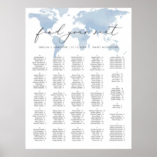 Carmen Blauw Bestemming Bruiloft Zitkaarten Poster (Voorkant)