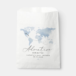 CARMEN Dusty Blue Map Adventure Baby shower Bedankzakje