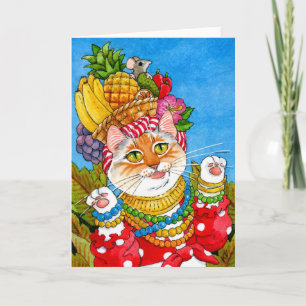 Carmen Miranda kattenverjaardag wenskaart Kaart