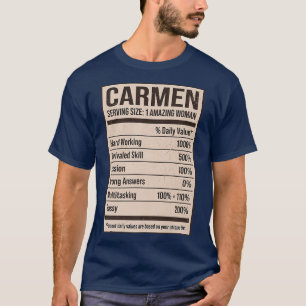 Carmen Nutrition Facts Name Nickname Alias Titel F T-shirt
