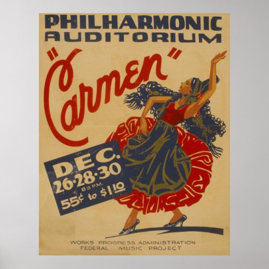 Carmen Opera  Theater WPA-Poster Poster (Voorkant)