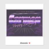 Carmen Prénom lila retro Sticker (Feuille)