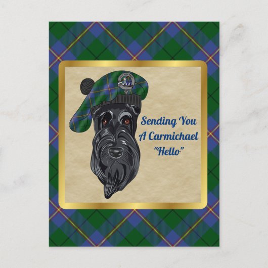 Carmichael Clan Badge & Carte Postale Tartan (Devant)